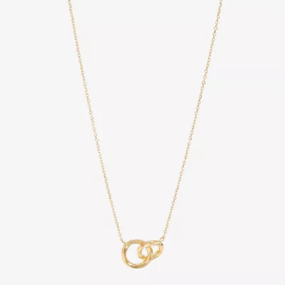 Womens 14K Gold Circle Pendant Necklace