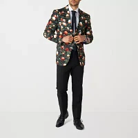 OppoSuits Mens Christmas Shine Pine 3-pc Suit