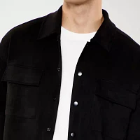 Forever 21 Mens Long Sleeve Suede Button-Down Shirt