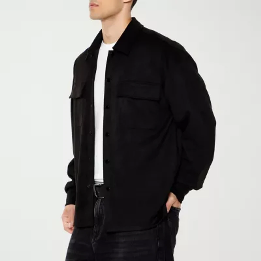 Forever 21 Mens Long Sleeve Suede Button-Down Shirt