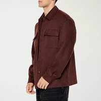 Forever 21 Mens Long Sleeve Suede Button-Down Shirt