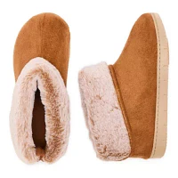 Isotoner Recycled Microsuede And Fur Womens Bootie Slippers