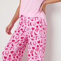 Jaclyn Womens V-Neck Short Sleeve 2-pc. Pant Pajama Set