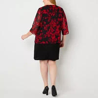 R & K Originals Womens Floral Faux-Jacket Dress Plus