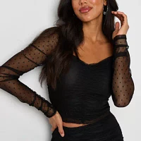 Bold Elements Womens Square Neck Long Sleeve Blouse