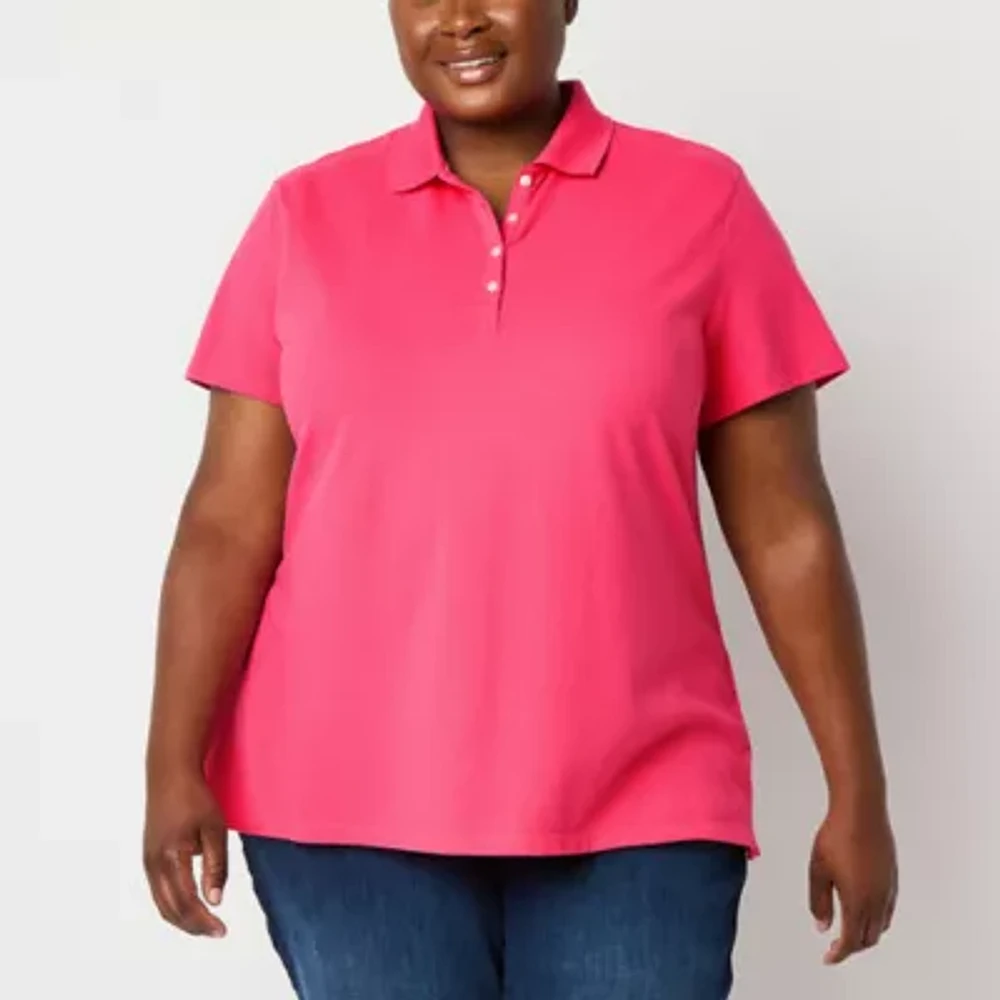 St. John's Bay Plus Womens Short Sleeve Polo Shirt