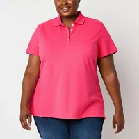 St. John's Bay Plus Womens Short Sleeve Polo Shirt