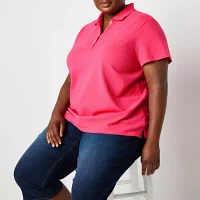 St. John's Bay Plus Womens Short Sleeve Polo Shirt