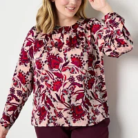 Liz Claiborne Plus Womens Long Sleeve Regular Fit Button-Down Shirt