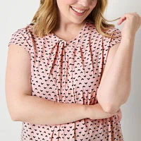 Liz Claiborne Plus Womens Round Neck Sleeveless Blouse