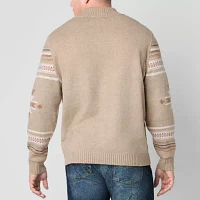 Frye and Co. Southwestern Zip Mock Big and Tall Mens Mock Neck Long Sleeve Pullover Sweater