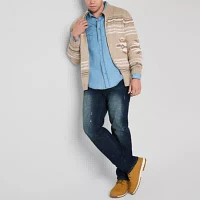 Frye and Co. Southwestern Zip Mock Big and Tall Mens Mock Neck Long Sleeve Pullover Sweater