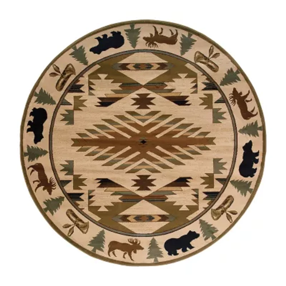 Covington Home Harlow Cabin Hearth 8'X8' Indoor Round Area Rug