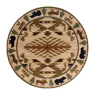 Covington Home Harlow Cabin Hearth 8'X8' Indoor Round Area Rug