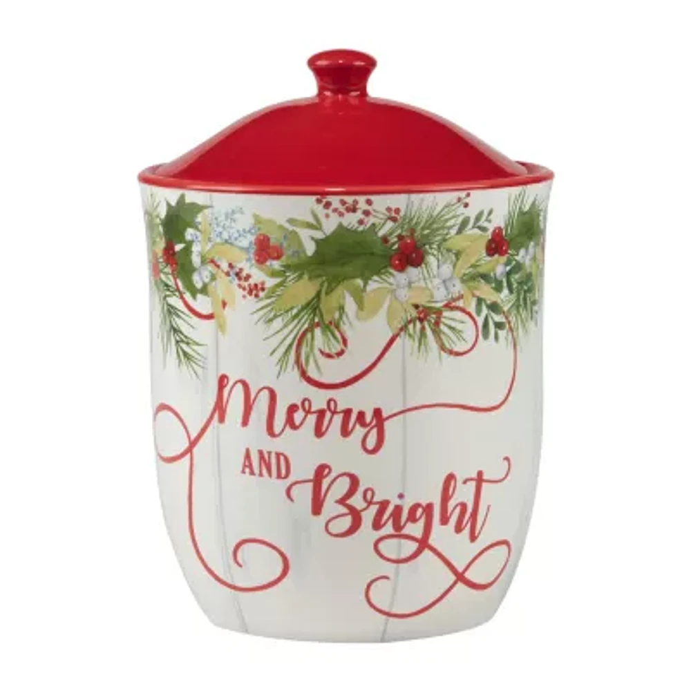 Certified International Winter Greens Earthenware Biscuit Jar