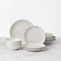 Lenox French Perle Scallop White 12-pc. Stoneware Dinnerware Set