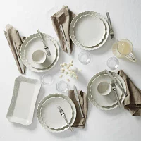 Lenox French Perle Scallop White 12-pc. Stoneware Dinnerware Set