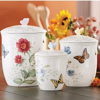 Lenox Butterfly Meadow Porcelain 3pc Canister Set