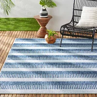 Nicole Miller Country Charlotte Stripe UV Protection Washable Outdoor Rectangular Area Rug