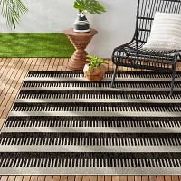 Nicole Miller Country Charlotte Stripe UV Protection Washable Outdoor Rectangular Area Rug