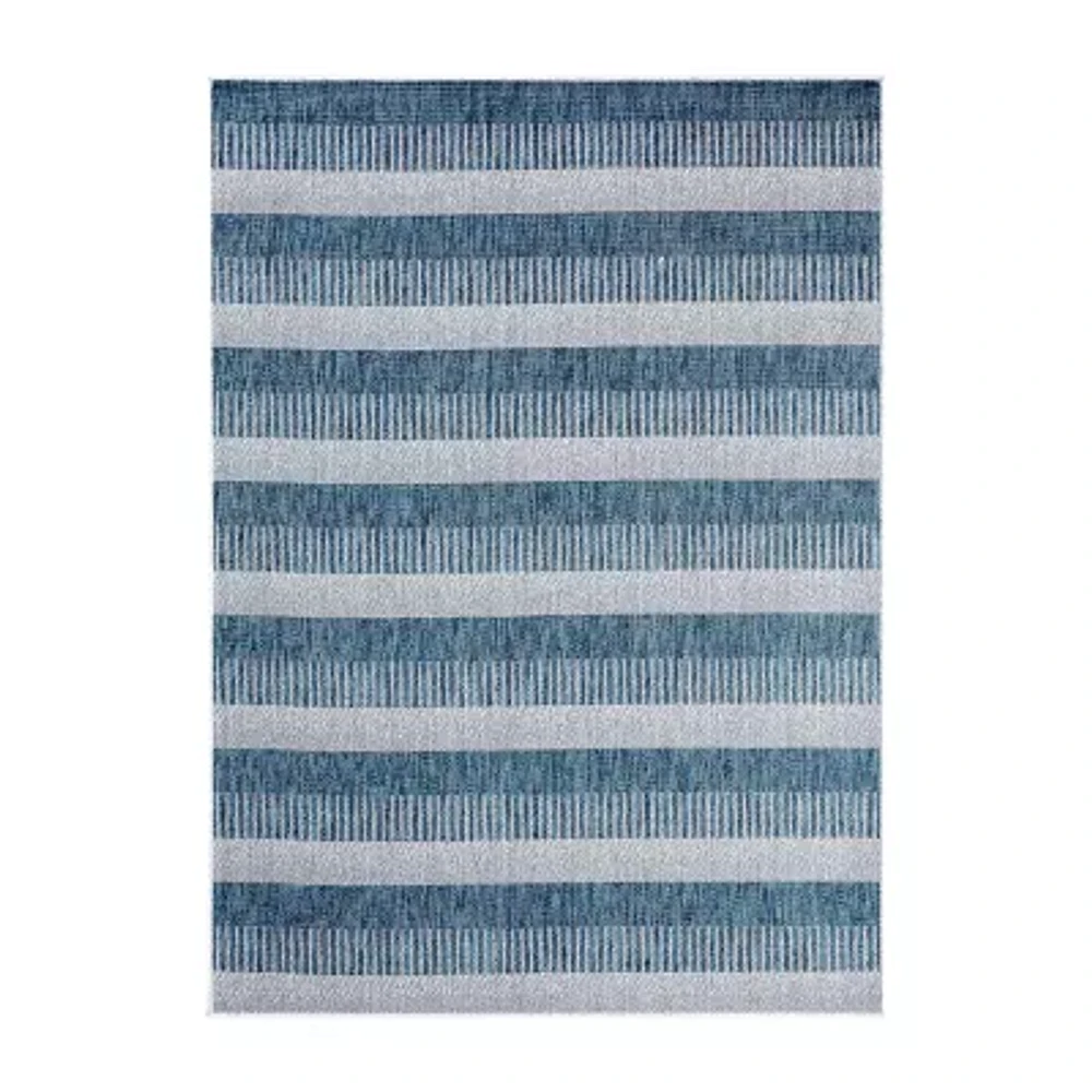 Nicole Miller Country Charlotte Stripe UV Protection Washable Outdoor Rectangular Area Rug