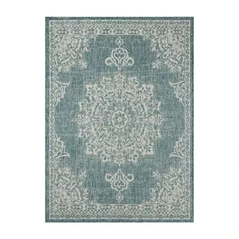 Nicole Miller Country Azalea Medallion UV Protection Washable Outdoor Rectangular Area Rug