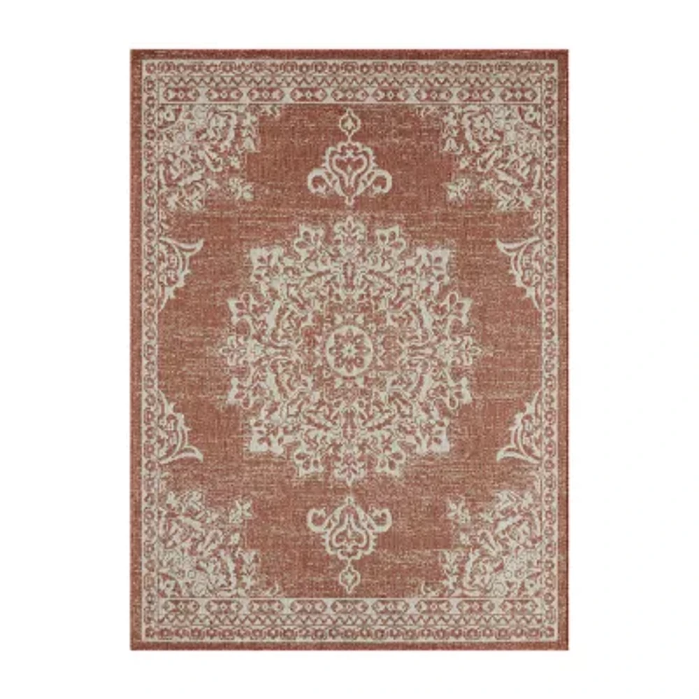 Nicole Miller Country Azalea Medallion UV Protection Washable Outdoor Rectangular Area Rug