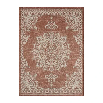 Nicole Miller Country Azalea Medallion UV Protection Washable Outdoor Rectangular Area Rug