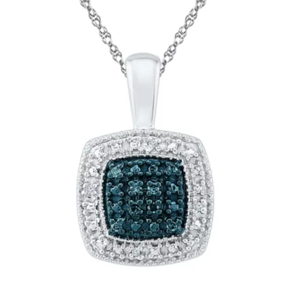 Womens Diamond Accent Natural Blue Diamond Sterling Silver Pendant Necklaces