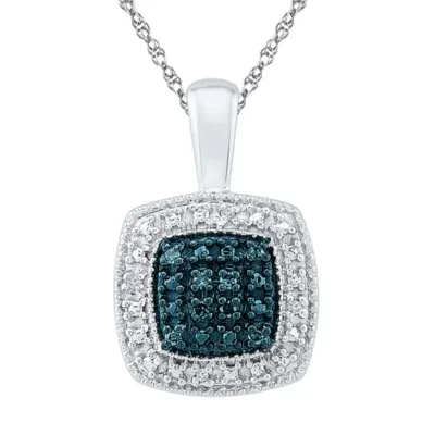 Womens Diamond Accent Natural Blue Diamond Sterling Silver Pendant Necklaces