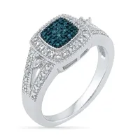 Womens Diamond Accent Natural Blue Sterling Silver Halo Cocktail Ring