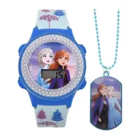 Disney Frozen Girls Automatic Digital Blue 2-pc. Watch Boxed Set Fzn45021jc