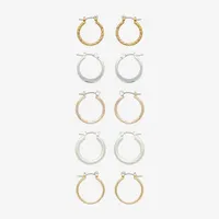 Mixit Hypoallergenic Tri Tone Hoop 5 Pair Earring Set