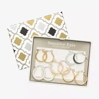 Mixit Hypoallergenic Tri Tone Hoop 5 Pair Earring Set