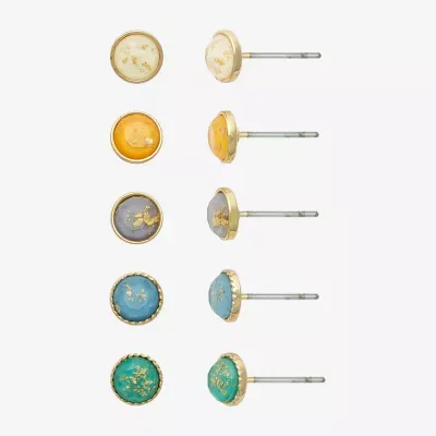 Mixit Hypoallergenic Gold Tone Stud 5 Pair Round Earring Set