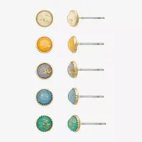 Mixit Hypoallergenic Gold Tone Stud 5 Pair Round Earring Set