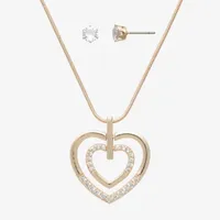 Mixit Hypoallergenic Gold Tone 2-pc. Cubic Zirconia Heart Jewelry Set