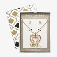 Mixit Hypoallergenic Gold Tone 2-pc. Cubic Zirconia Heart Jewelry Set