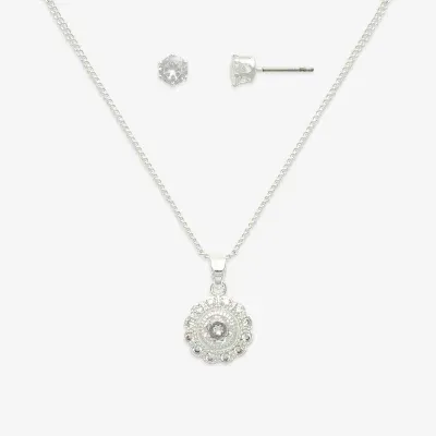 Mixit Hypoallergenic Silver Tone Pendant Necklace & Stud Earrings 2-pc. Round Jewelry Set