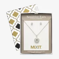 Mixit Hypoallergenic Silver Tone Pendant Necklace & Stud Earrings 2-pc. Round Jewelry Set