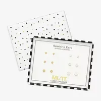 Mixit Hypoallergenic Gold Tone Stud 6 Pair Cubic Zirconia Earring Set