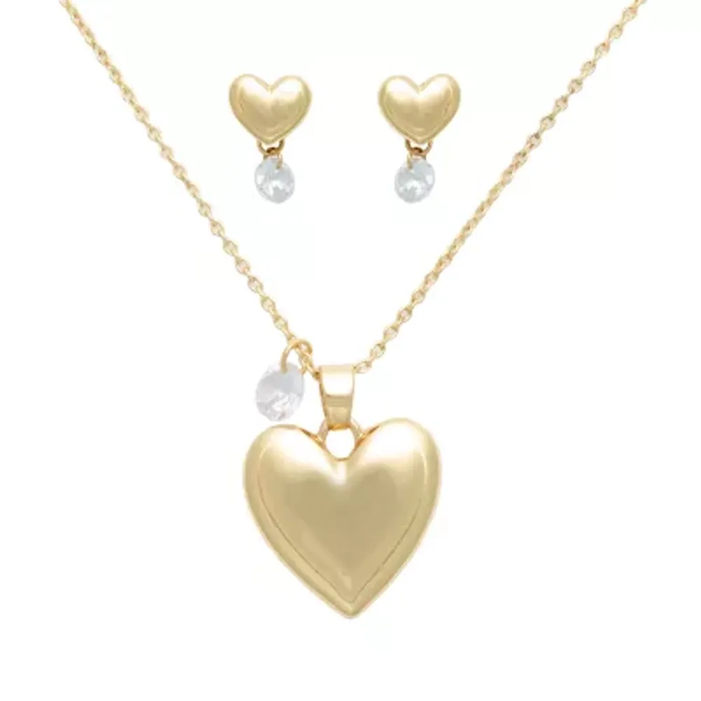 Mixit Hypoallergenic Gold Tone 2-pc. Cubic Zirconia Heart Jewelry Set