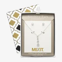 Mixit Hypoallergenic Silver Tone Pendant Necklace & Stud Earrings 2-pc. Cubic Zirconia Jewelry Set