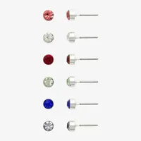 Mixit Hypoallergenic Silver Tone 6 Pair Round Earring Set