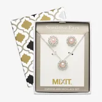 Mixit Hypoallergenic Silver Tone Pendant Necklace & Stud Earrings 2-pc. Simulated Pearl Flower Jewelry Set