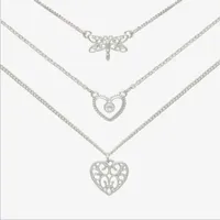 Mixit Hypoallergenic Silver Tone Firefly 3-pc. Cubic Zirconia 18 Inch Cable Heart Necklace Set