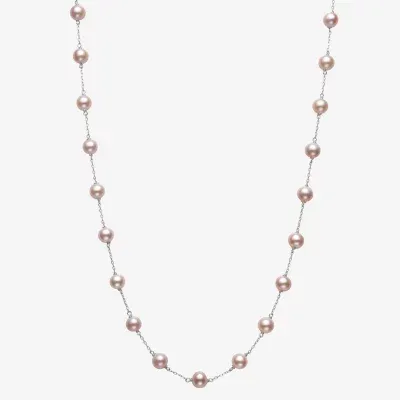 Womens Pink Cultured Freshwater Pearl 10K Gold Strand Necklace