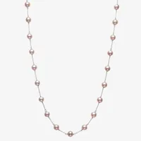 Womens Pink Cultured Freshwater Pearl 10K Gold 10K White Gold Strand Necklace