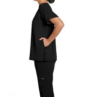 Jockey 2480 Sleek Womens Plus Henley Neck Short Sleeve Stretch Fabric Scrub Tops