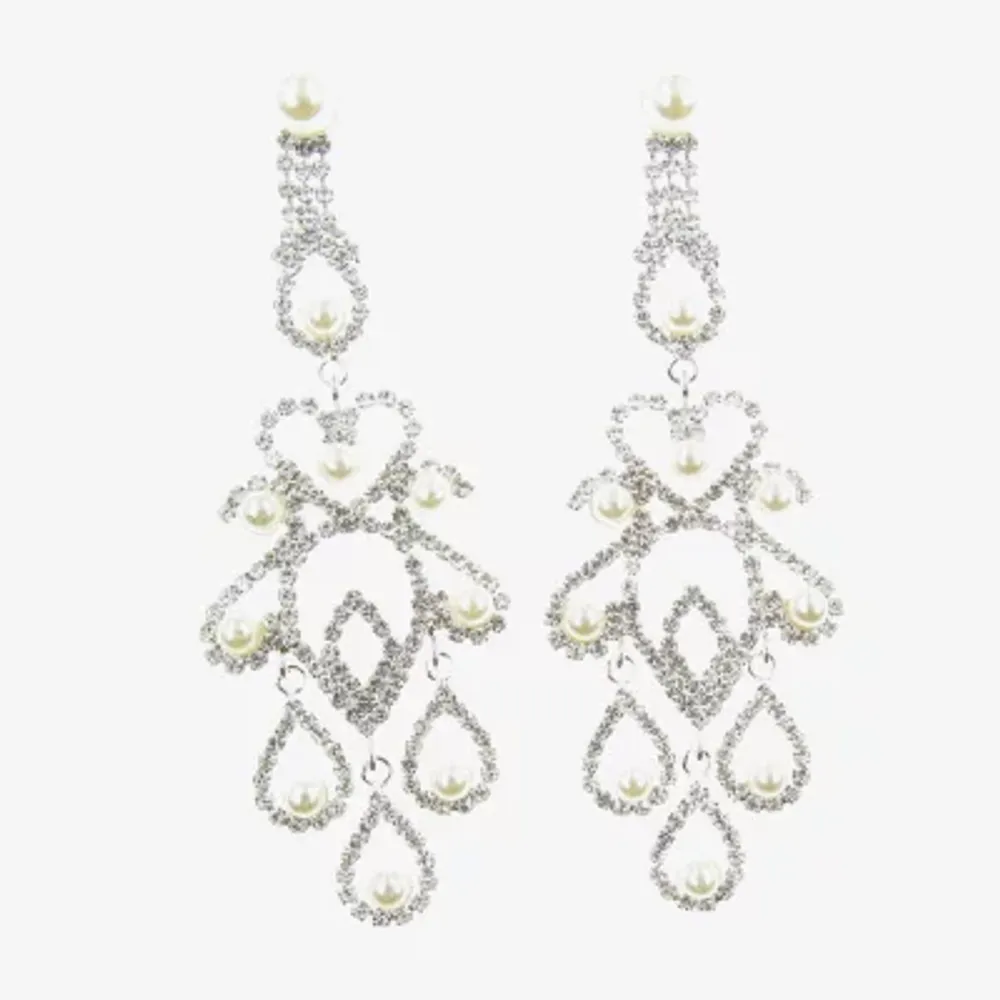 Vieste Rosa Simulated Pearl Chandelier Earrings